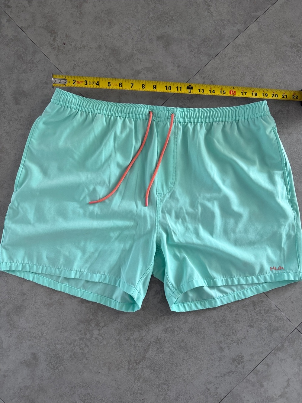 Huk Men’s Aqua Swim Trunks with Coral Drawcord